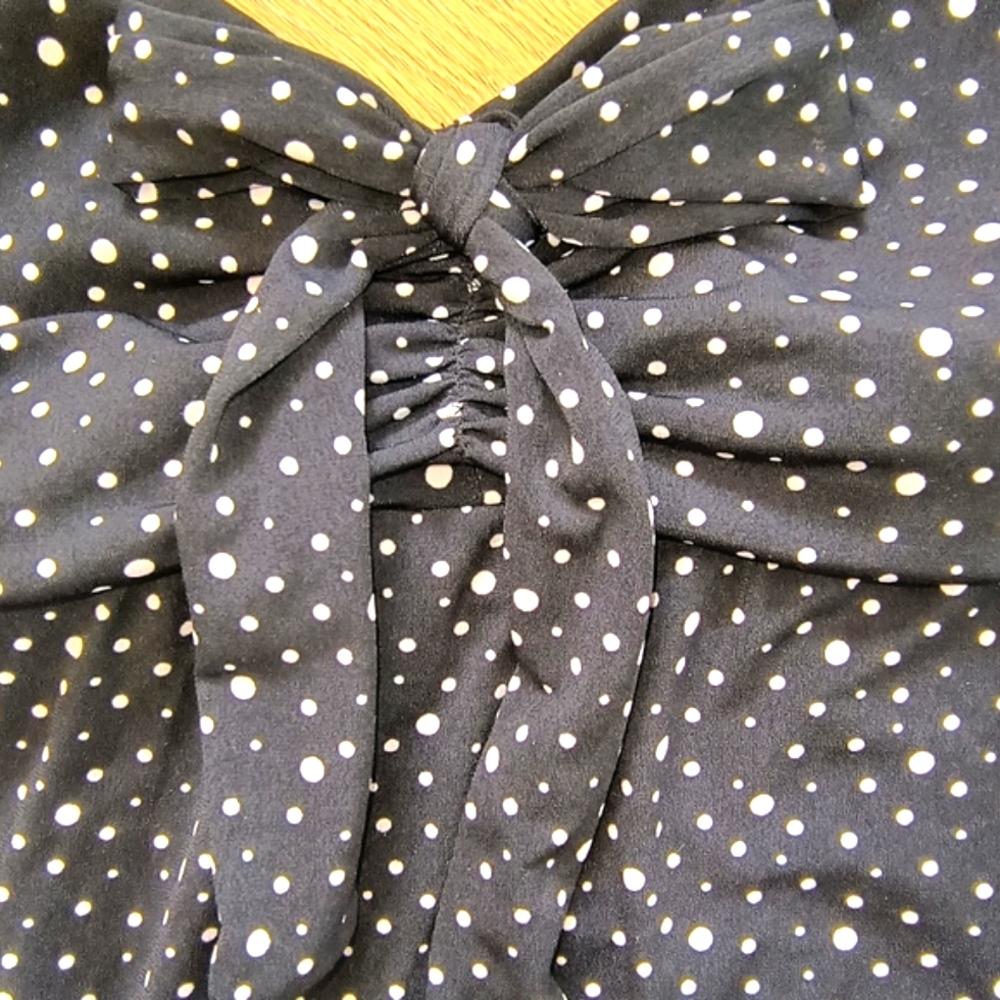 Miami Retro Swimsuit Halter-Tie Polka Dot & Ruched Skirt in Size 12 - Picture 3 of 13